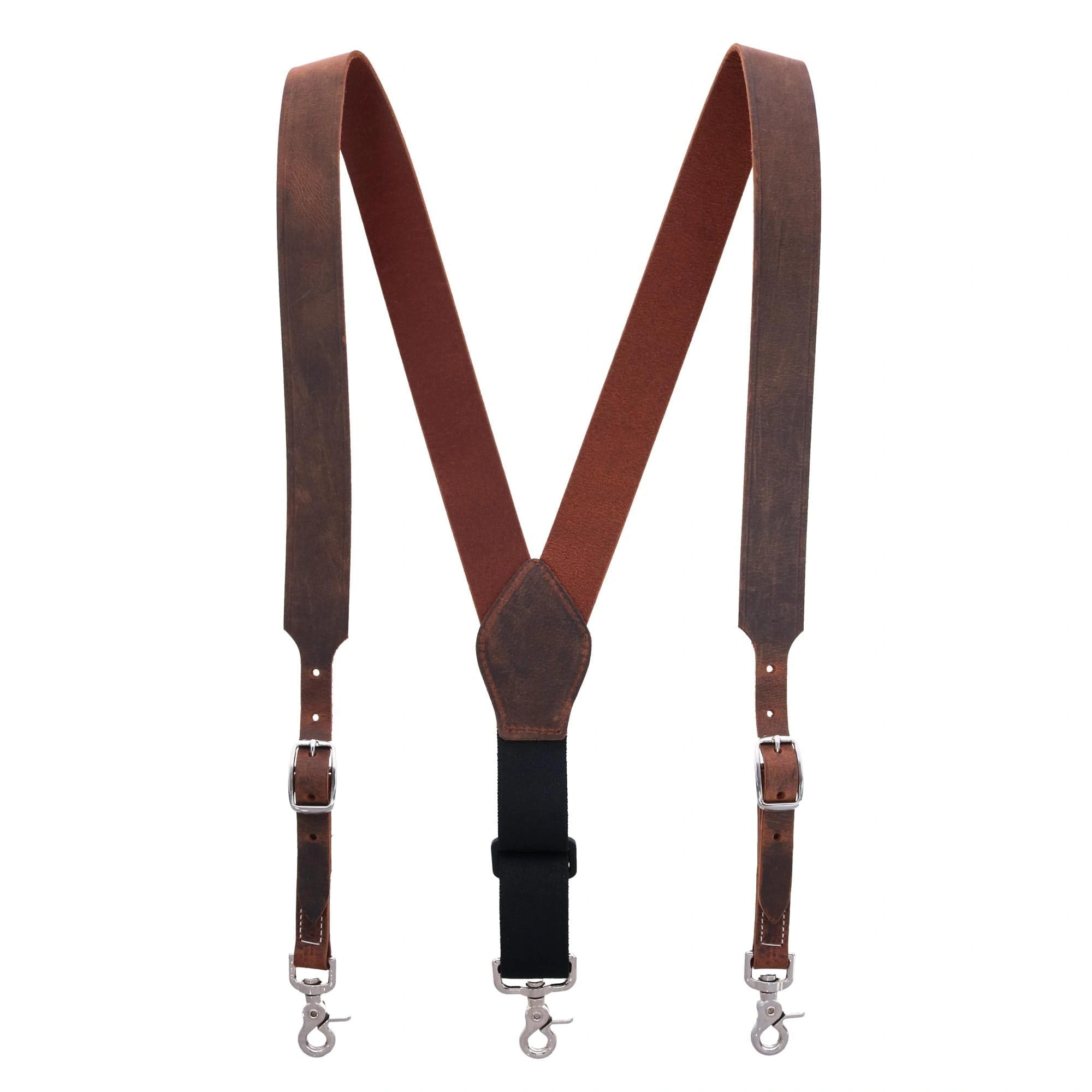 Distressed Leather Suspenders: Rugged Style for the Modern Man.